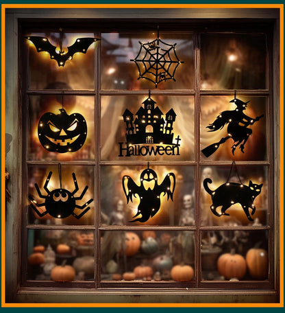 Morcego Halloween - Luz da janela do castelo para decoração Halloween - Decoração festa