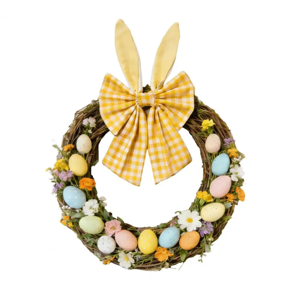Guirlanda de coelho para porta da frente – reutilizável para primavera, guirlanda de porta