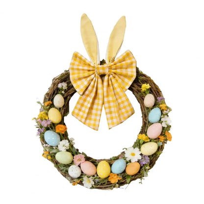 Guirlanda de coelho para porta da frente – reutilizável para primavera, guirlanda de porta