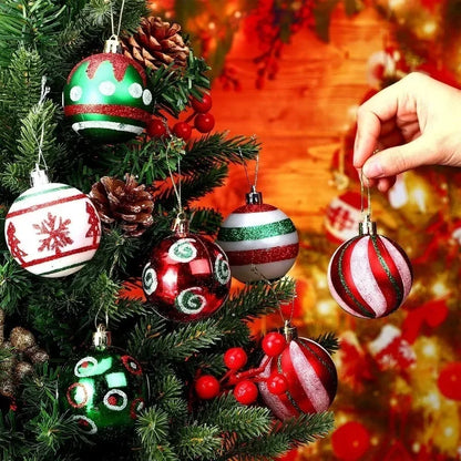 Bola Árvore de Natal Colorida Pintura 24 Peças de Enfeites de Bola de Natal, 6 cm Enfeites