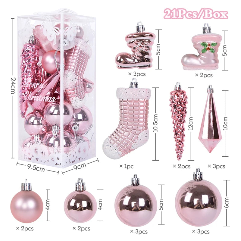Bolas Natal 44 Unidades de Bolas para Enfeitar Árvore de Natal, Ouro Branco, Tamanho Real