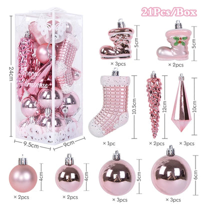 Bolas Natal 44 Unidades de Bolas para Enfeitar Árvore de Natal, Ouro Branco, Tamanho Real