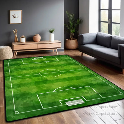 Tapete Campo de Futebol 3d Tapete de campo de futebol verde para quarto, sala de jogos