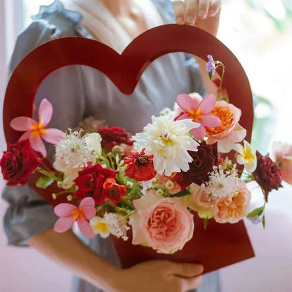 Sacola de flores amor conjunto de 10 peças cestos decorativos flores papelão dourados