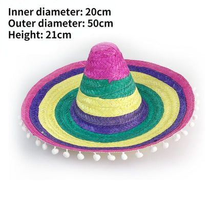 Mexicano pompom leve a energia do México para sua festa! O Chapéu de Palha Mexicano Colorido com Pompom é a escolha perfeita para animar o ambiente