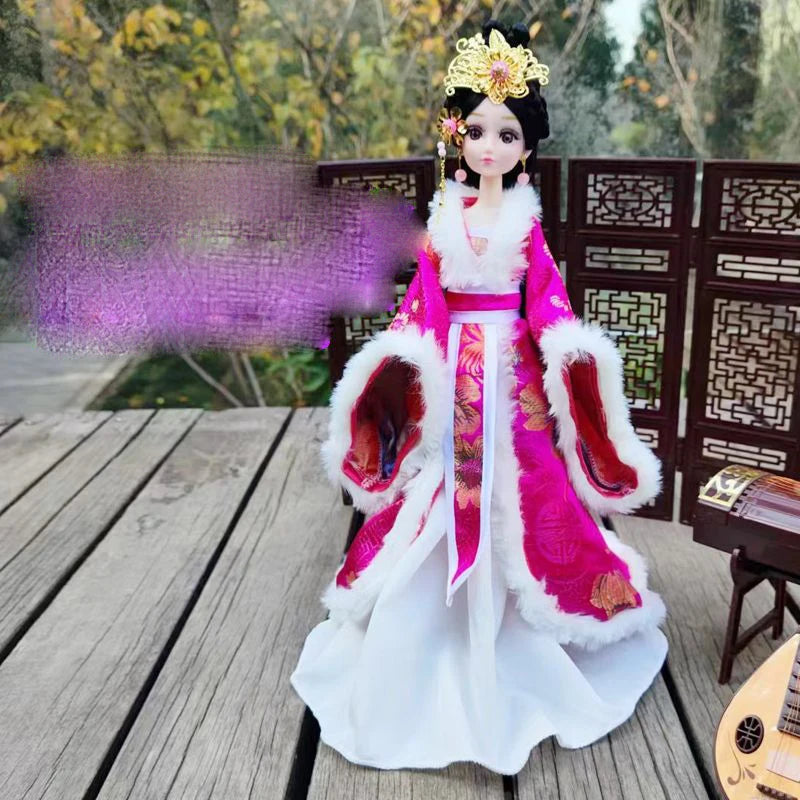 Boneca chinesa para menina, de boneca da Ásia com sapatos de suporte, cocar, boneca