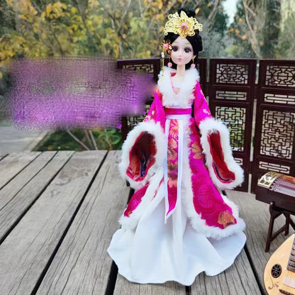 Boneca chinesa para menina, de boneca da Ásia com sapatos de suporte, cocar, boneca