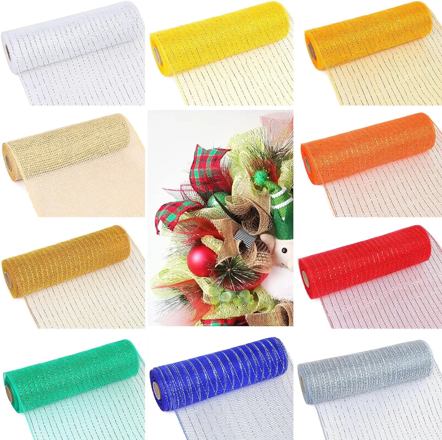 Decoração  malha 25,4 cm x 9 metros cada rolo, conjunto Robbin de malha metálica