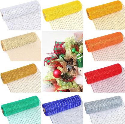 Decoração  malha 25,4 cm x 9 metros cada rolo, conjunto Robbin de malha metálica