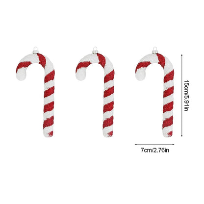 Pingente pirulito Natal pingente de bengala doce vermelha com pirulito de natal 3/6 pcs