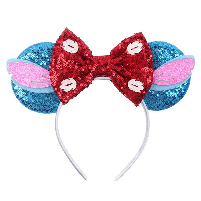 Tiaras Acessórios Disney orelha de rato com laço brilhante, Lantejoula de dupla celebração