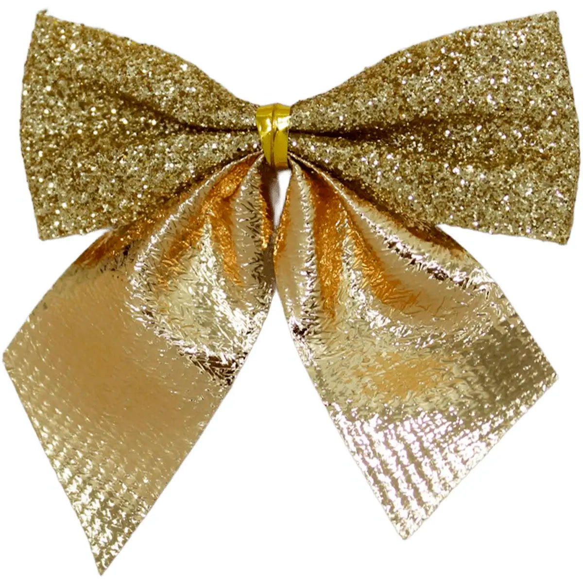 Laço Glitter Dourado Natal, Kit Enfeite Árvore de Natal Laço Lacinho Glitter Dourado