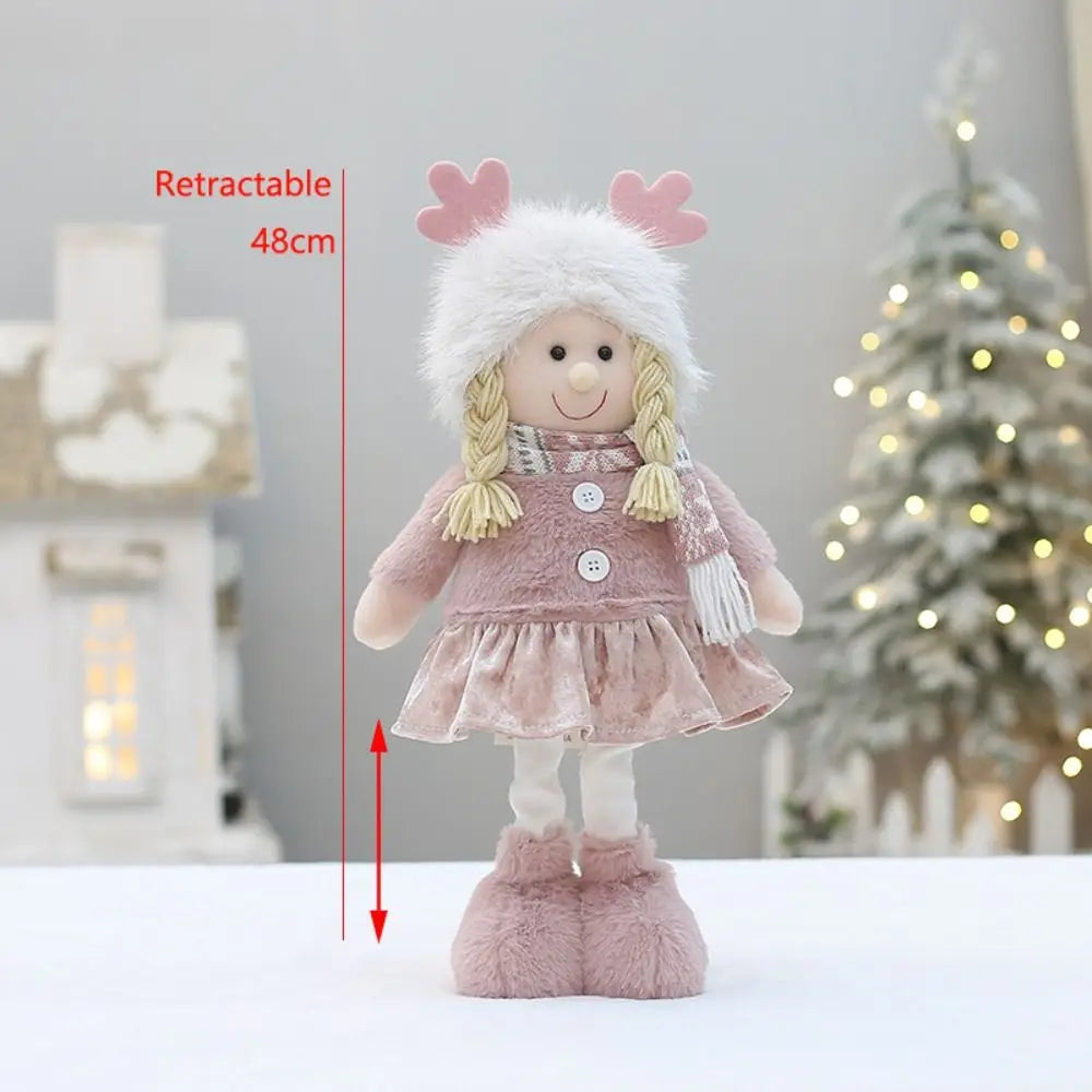 Boneco de Árvore de Natal Festivo Natal Rosa de Pelúcia Tecido Figure Desktop Decoração