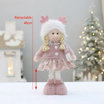 Boneco de Árvore de Natal Festivo Natal Rosa de Pelúcia Tecido Figure Desktop Decoração