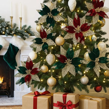 Florais artificiais veludo 1 polinésia de Natal, decoração florais artificiais de Natal, enfeites