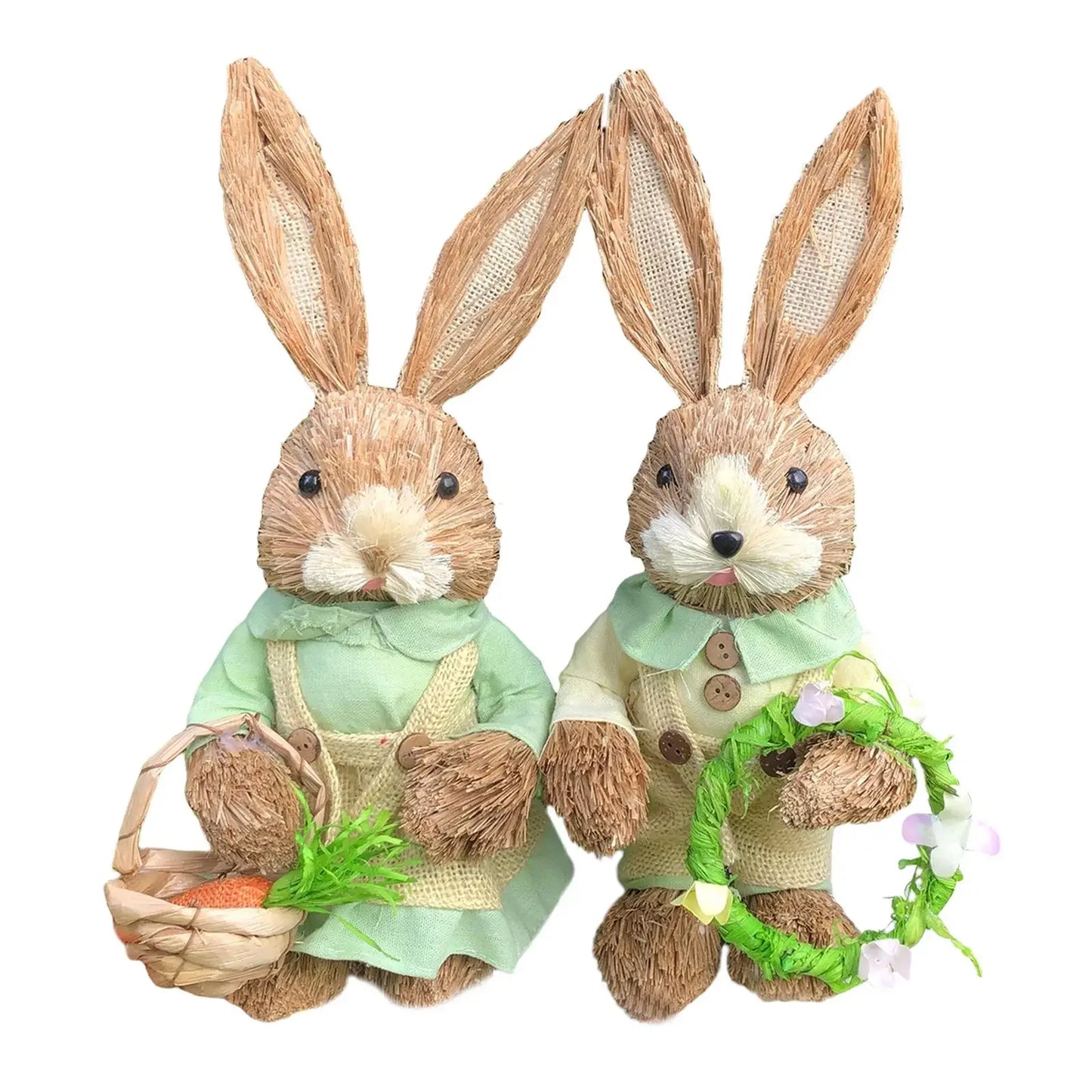 Casal De Coelhos De Páscoa Decoração Enfeite Coelhinhos - 35cm