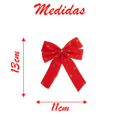 Kit 6 Lacinhos Enfeite Árvore Natal Laços Vermelhos 13cm Laços Vermelhos Árvore de Natal