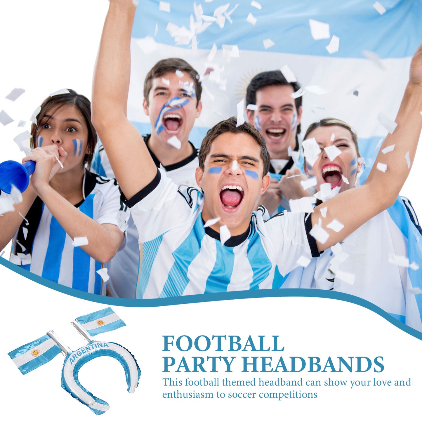 Faixa Copa do Mundo de cabeça com tema de futebol faixa de cabeça para fãs de futebol