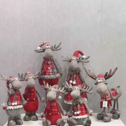 Estatueta de veado em pé de rena em pé de Natal - Escultura de rena em pé de pelúcia
