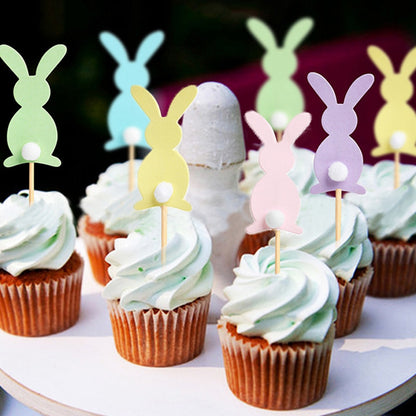 Palito de Topo de Bolo Coelho Pascoa 10 peças de enfeite de cupcake de Páscoa, enfeite
