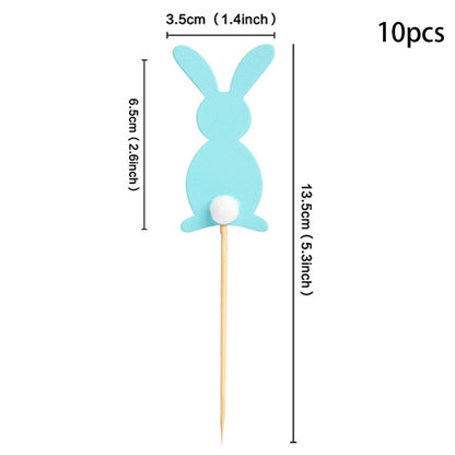 Palito de Topo de Bolo Coelho Pascoa 10 peças de enfeite de cupcake de Páscoa, enfeite