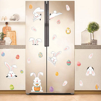 Feliz páscoa janela adesivos coelho ovos páscoa cenoura pintainho de vidro adesivo