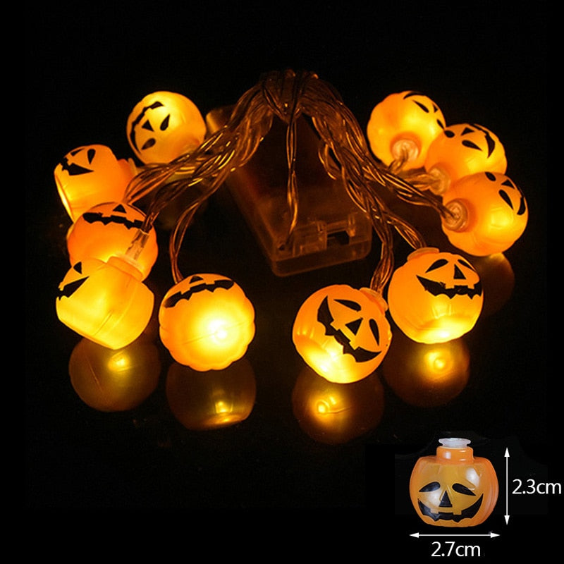 Luzes de corda led para decoração de halloween abóbora aranha morcegos