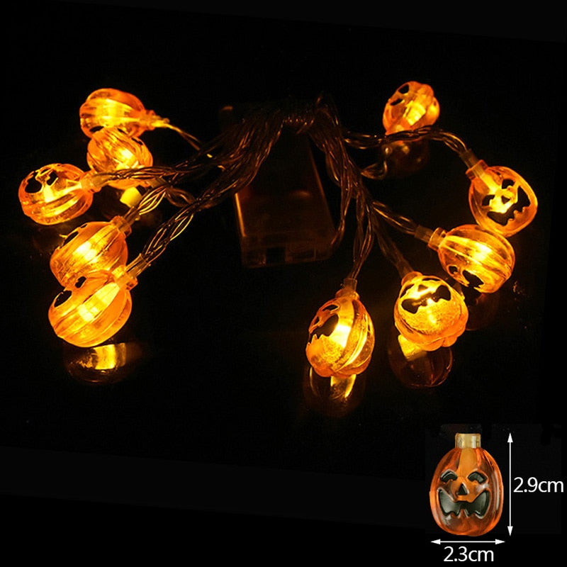 Luzes de corda led para decoração de halloween abóbora aranha morcegos