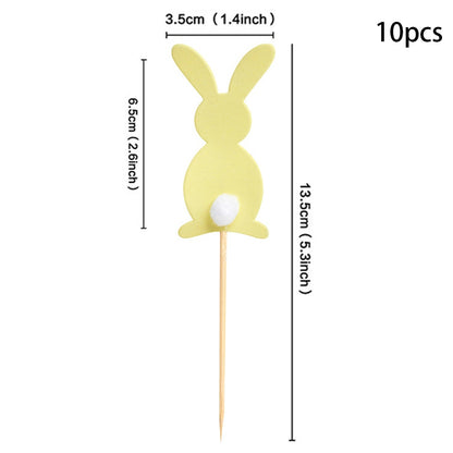 Palito de Topo de Bolo Coelho Pascoa 10 peças de enfeite de cupcake de Páscoa, enfeite