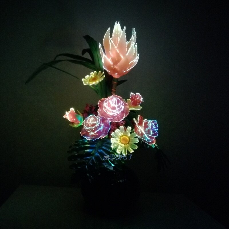 Buquê floral de com luzes LED, flores de rosa para mulheres