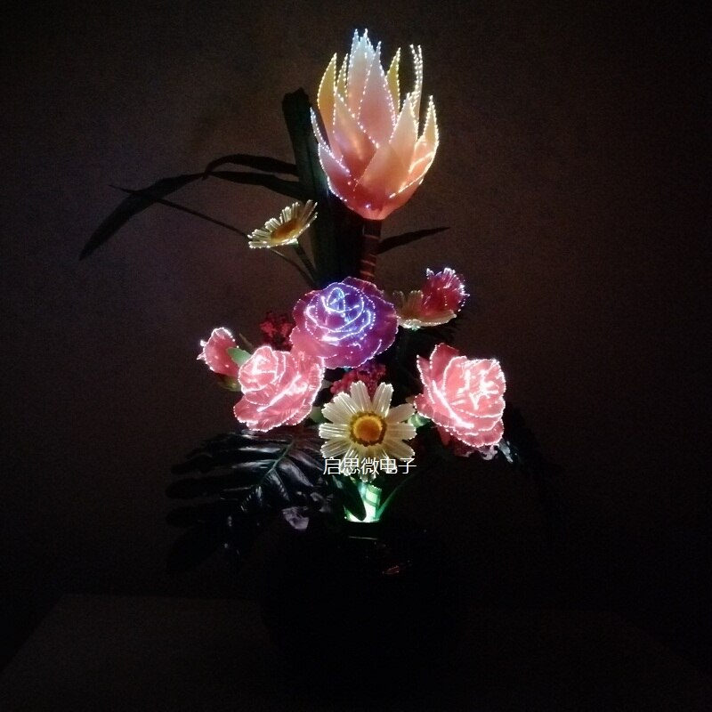 Buquê floral de com luzes LED, flores de rosa para mulheres