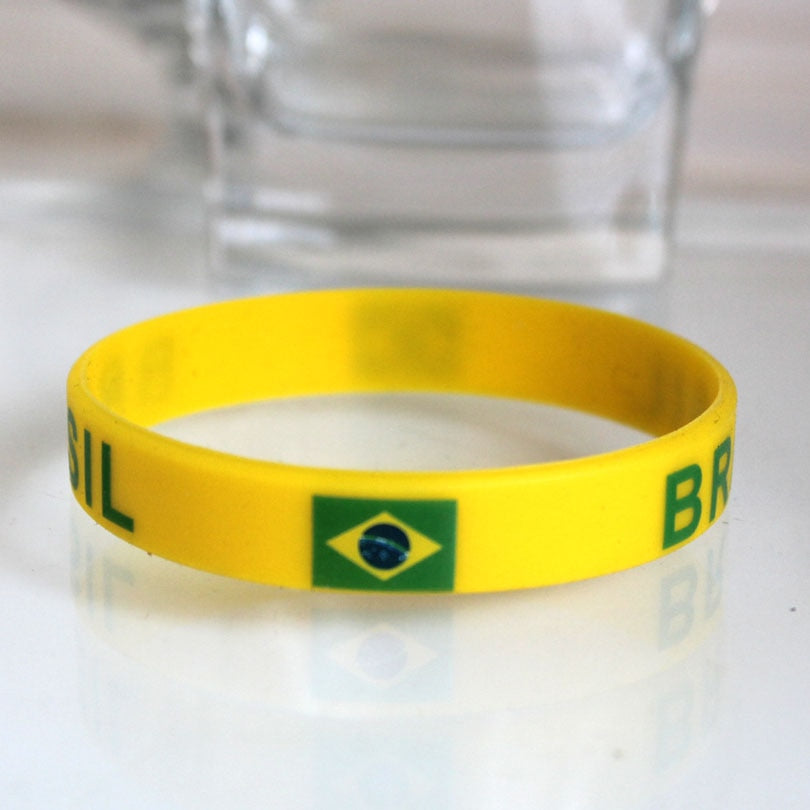 Pulseira de Silicone com Bandeira Do Brasil