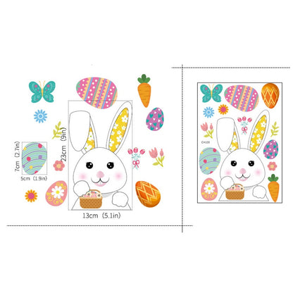 Feliz páscoa janela adesivos coelho ovos páscoa cenoura pintainho de vidro adesivo