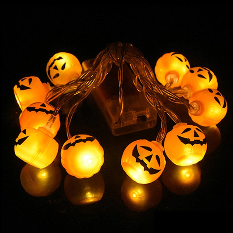 Luzes de corda led para decoração de halloween abóbora aranha morcegos