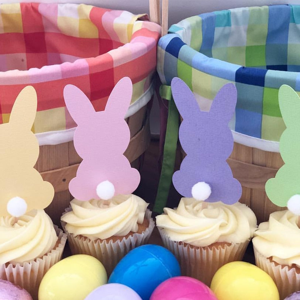 Palito de Topo de Bolo Coelho Pascoa 10 peças de enfeite de cupcake de Páscoa, enfeite