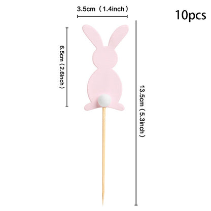 Palito de Topo de Bolo Coelho Pascoa 10 peças de enfeite de cupcake de Páscoa, enfeite