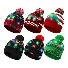 Carregar imagem no visualizador da galeria, Chapéu de suéter de natal com led iluminado gorro de natal gorro de malha
