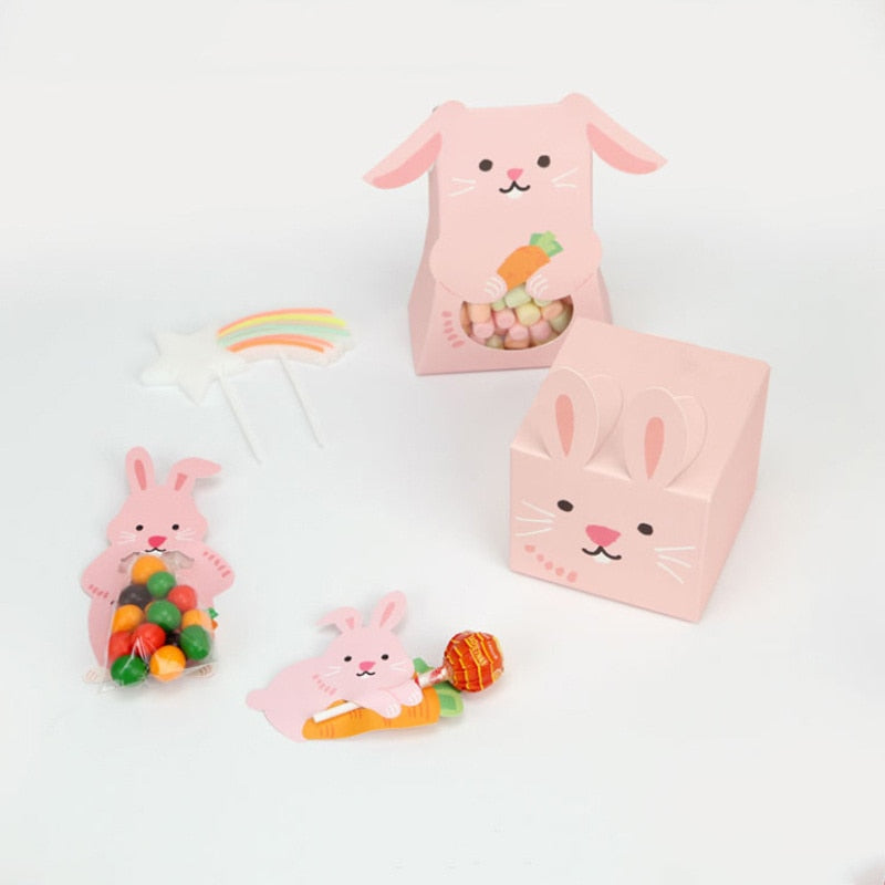 Conjunto de caixas de doces de coelho dos desenhos animados