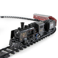 Carregar imagem no visualizador da galeria, Simulação de trem a vapor liga metal carro trilha ferroviária clássico modelo trem com fumaça bateria operado
