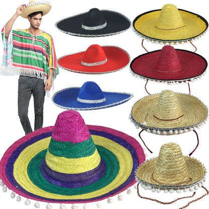 Mexicano pompom leve a energia do México para sua festa! O Chapéu de Palha Mexicano Colorido com Pompom é a escolha perfeita para animar o ambiente