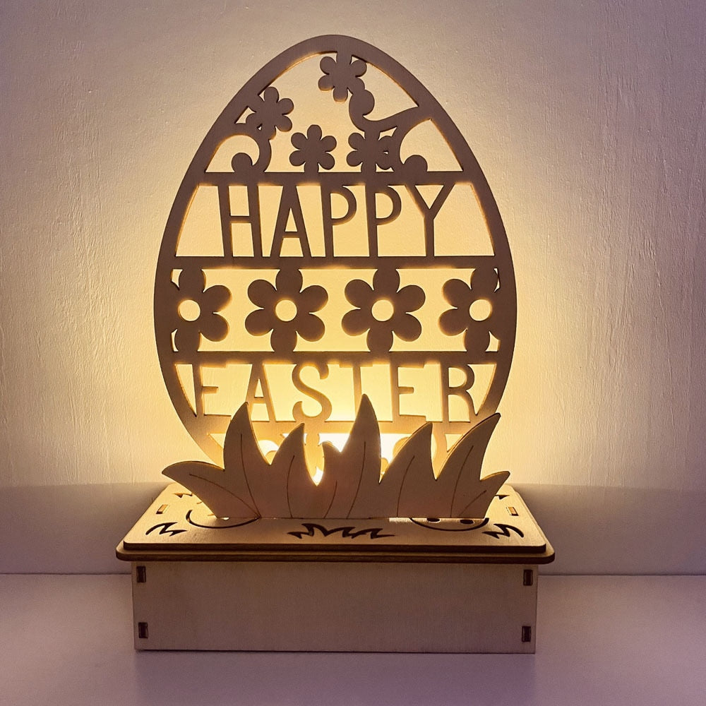 Placa Decorativa Páscoa MDF Feliz Páscoa! Faça Você Mesmo sua Caixa Madeira Luminosa