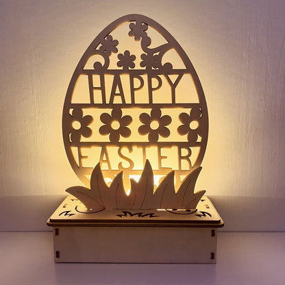 Placa Decorativa Páscoa MDF Feliz Páscoa! Faça Você Mesmo sua Caixa Madeira Luminosa