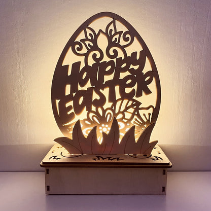 Placa Decorativa Páscoa MDF Feliz Páscoa! Faça Você Mesmo sua Caixa Madeira Luminosa