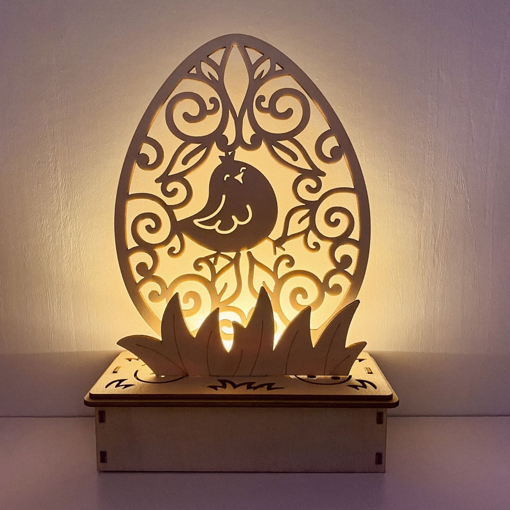 Placa Decorativa Páscoa MDF Feliz Páscoa! Faça Você Mesmo sua Caixa Madeira Luminosa