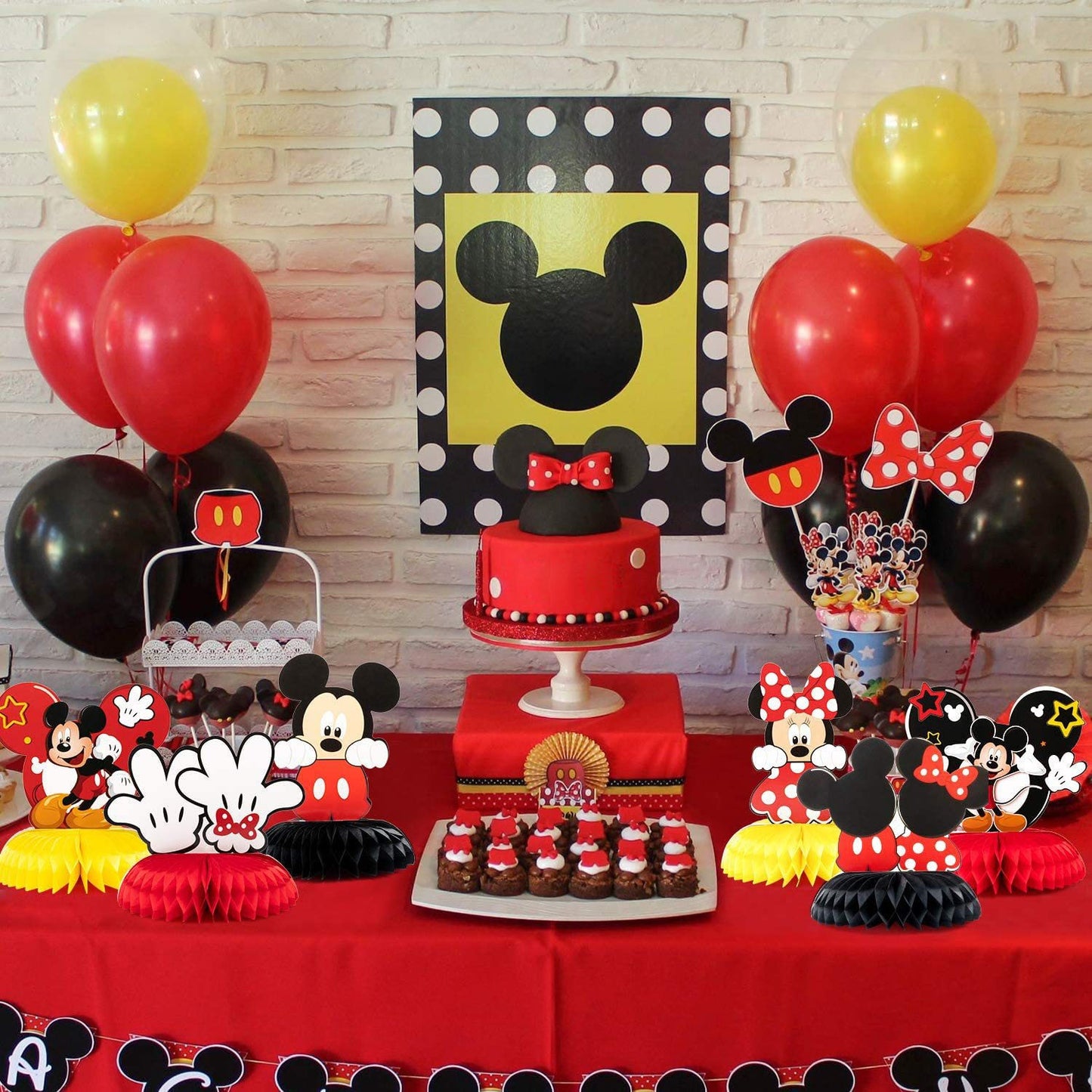 Conjunto de decoração de papel, desenho do mickey mouse da disney, mel, ideal para festa